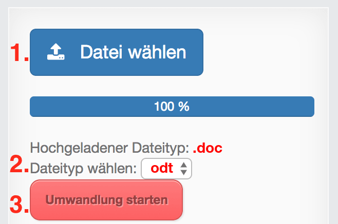 Anleitung DOC Dateien online in ODT konvertieren